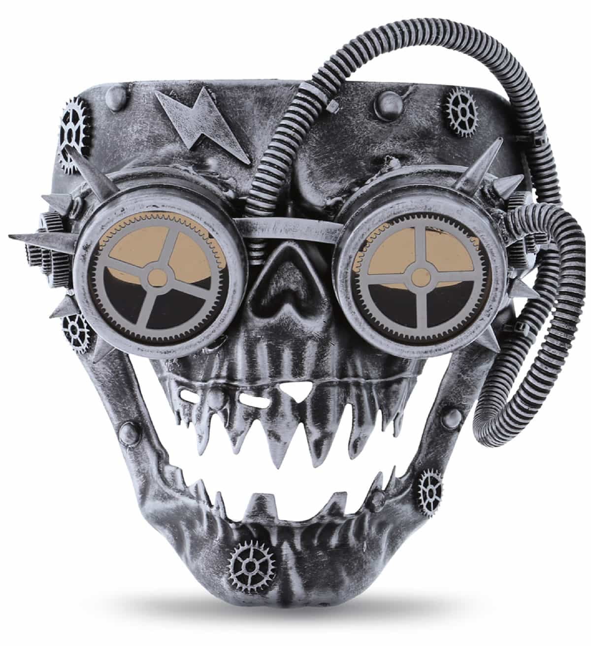 Wired Full Mask Steampunk Attitude Skeleton Costume Studio Goggles Face - Silver