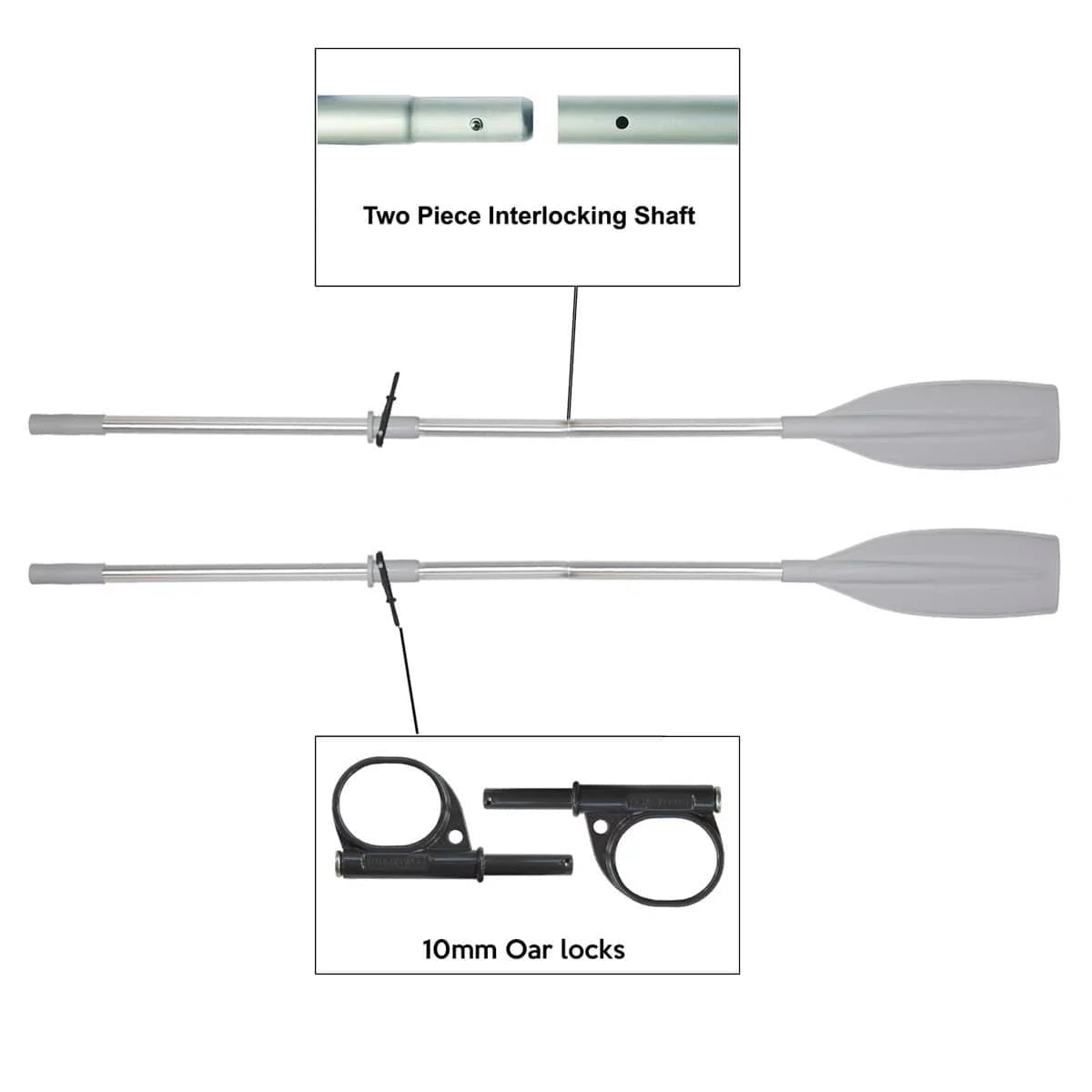 Kayak - Pair Piece Stops 2 with / Shaft with Oceansouth Split - - 6" - Detachable Length 6' Canoe Aluminum Locks Oars
