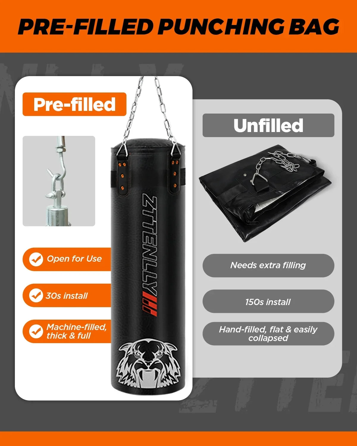 Boxing, MMA, Bag Rebound - Great Excellent ZTTENLLY for Bag Punching Heavy Hanging for Kids - Kickboxing… Adults Pre-Filled, Boxing Leather, PU