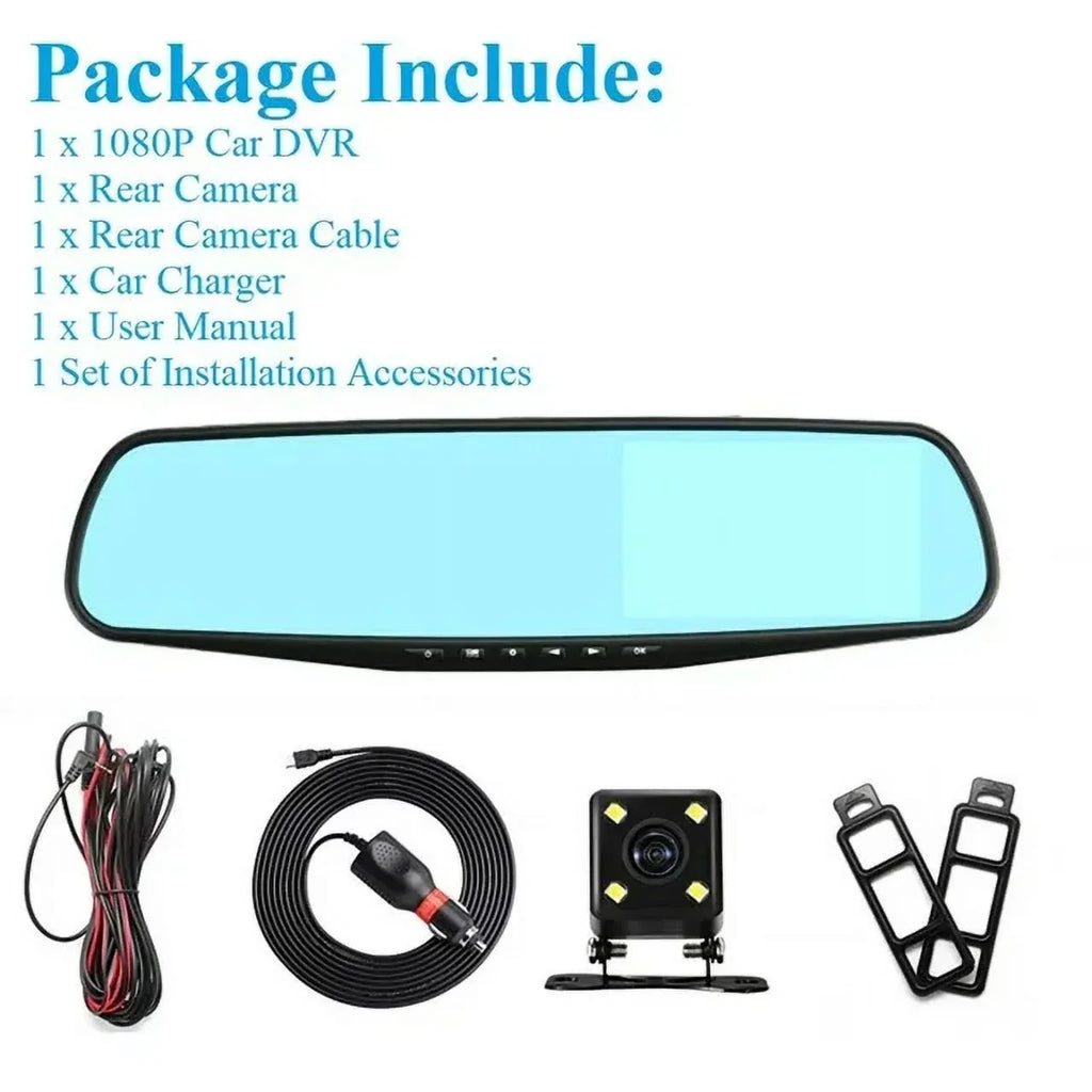Cars Rear G-sensor, Camera 1080P 170°Wide Front Motion Lens Car Monitor, Angle Dash Vision, Cam Cam DVR Dual Parking Trucks, for Night Monitor, Car Rearview Mirror 4.3" Detection