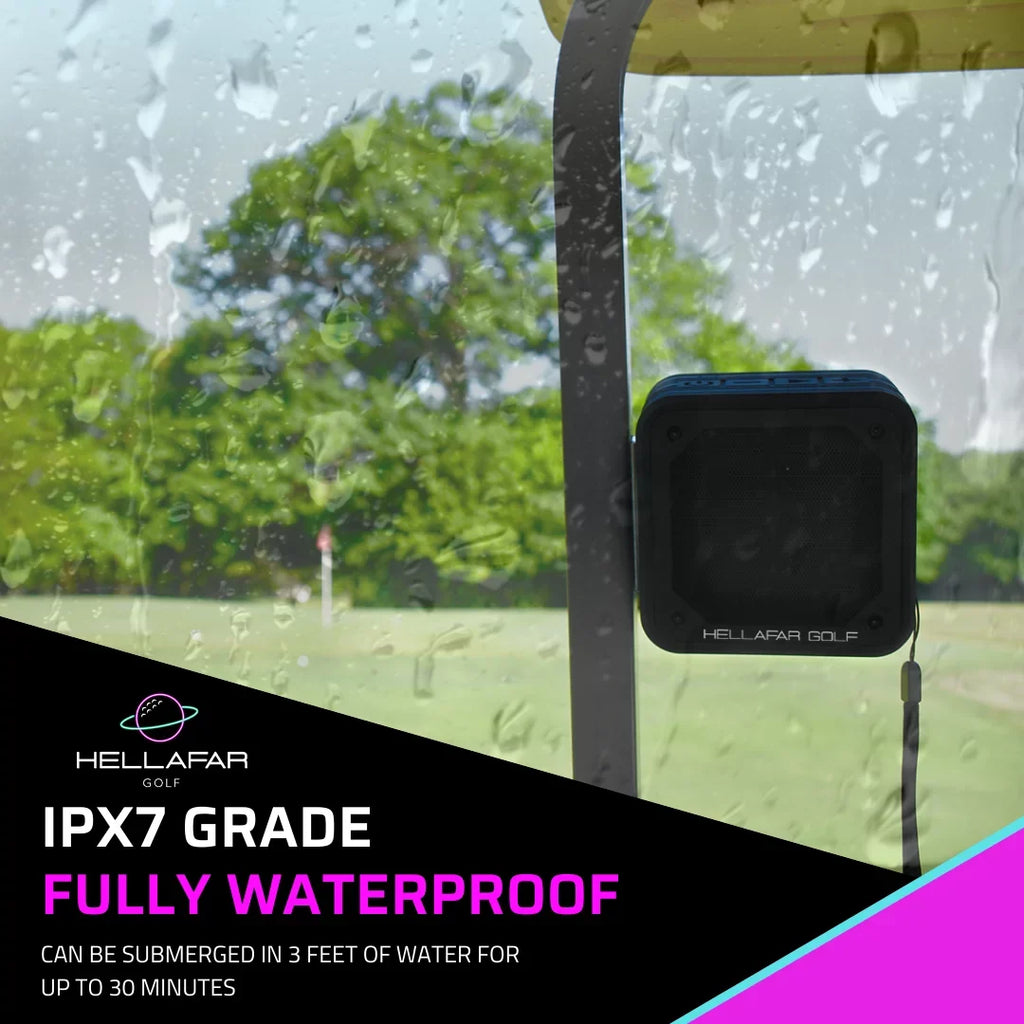 Magnetic Golf Waterproof, Speaker - IPX7 Golf System, Cart Mounting Black Bluetooth Hellafar Speaker,