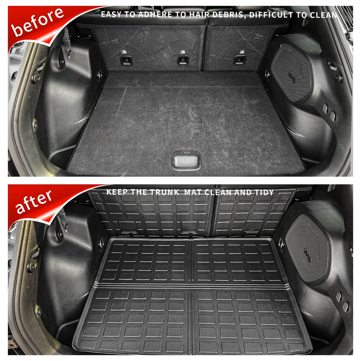 Floor Seat Back Liner Mats) (Trunk Jeep Compatible Trunk Cherokee Mat TPE Weather 2022 Mats+Floor Cargo with Mats 2019-2023 Protector Cherokee Accessories Cover Mat+Backrest All