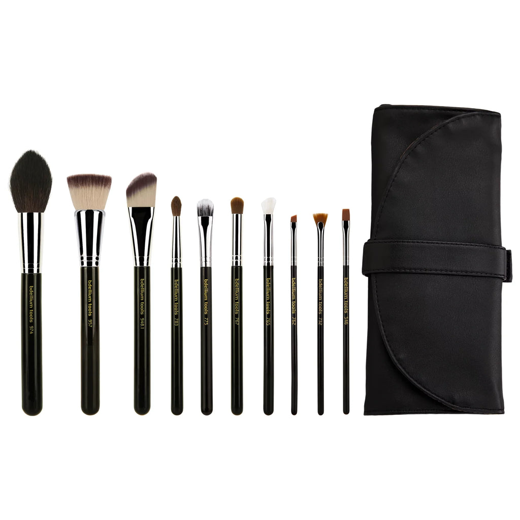 Set Roll-Up Brush Essential Makeup with Tools Maestro Pouch Professional Bdellium The Series 10pc. Key