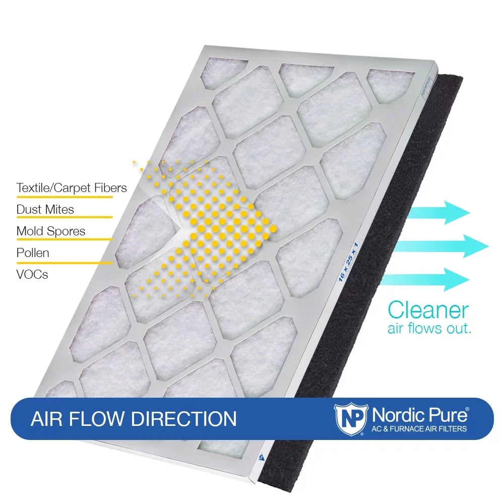 (11_3/4x11_3/4) Eco-Friendly Carbon Plus 12x12x1 Air Filters Green Pure 12 Pack