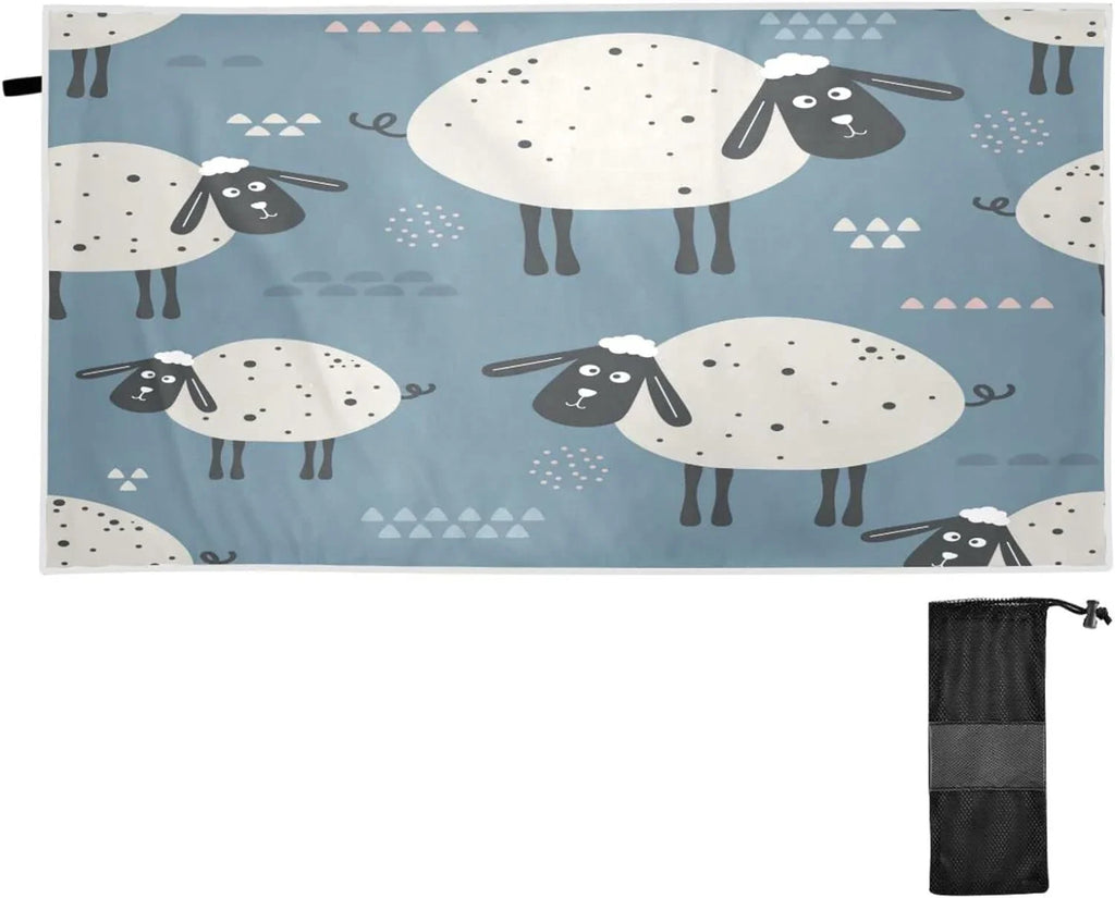 Oversized Beach Free Towel, Multipurpose Swim Face Bestwell Towel 31”X71” Sheep Pool Sand Cute Quick Towel Dry Black Bath Lightweight Blanket, Thin Shower Yoga Towel Microfiber