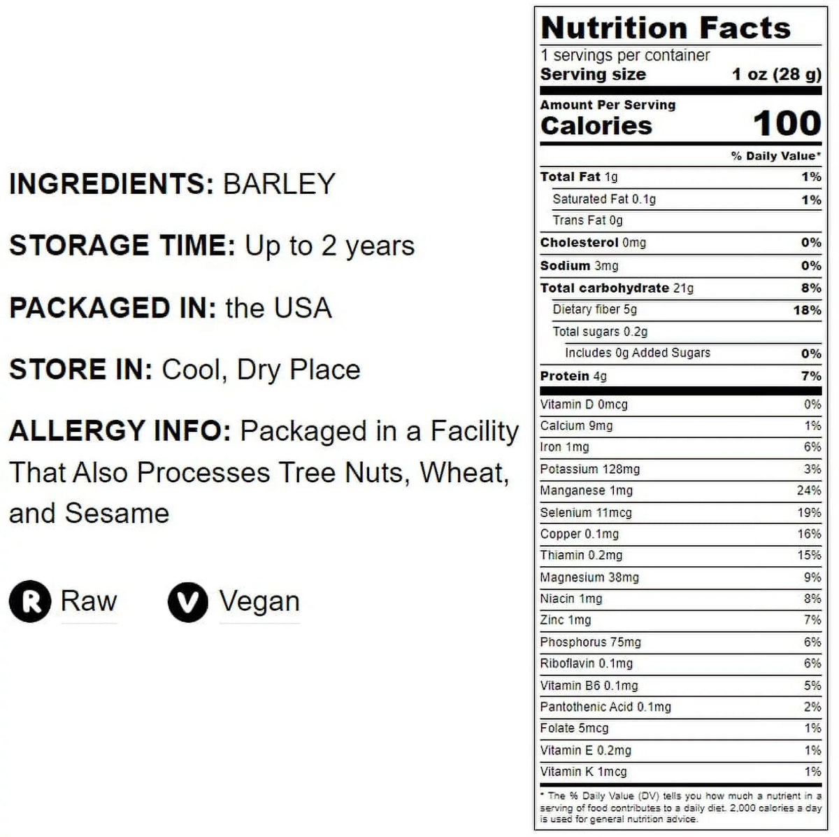 Hulled Pounds Vegan Food to 10 — Live — by Raw, Barley,