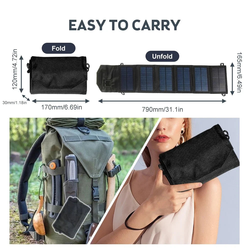, Travel Camping Foldable Solar 12W USB for Panel Recharger OWSOO Dual
