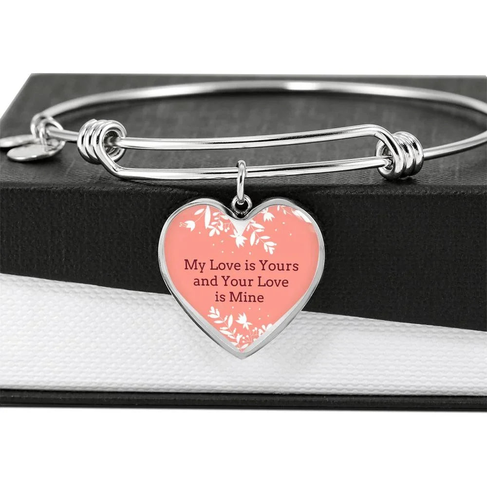 Yours Stainless Heart Steel or is Love Pink Gold My Bangle 18-22" 18k