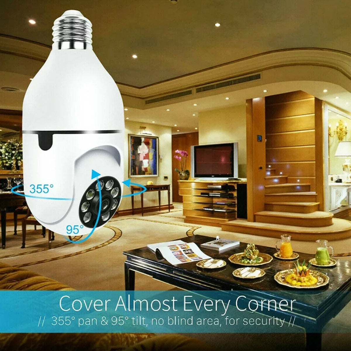 Detector IZENGATE Two Socket Bulb Way Talk/Night Wireless Camera E27 360° Camera Camera 2Pack Vision/Light 2.4Ghz Bulb Wi-Fi Light Surveillance Motion &5Ghz