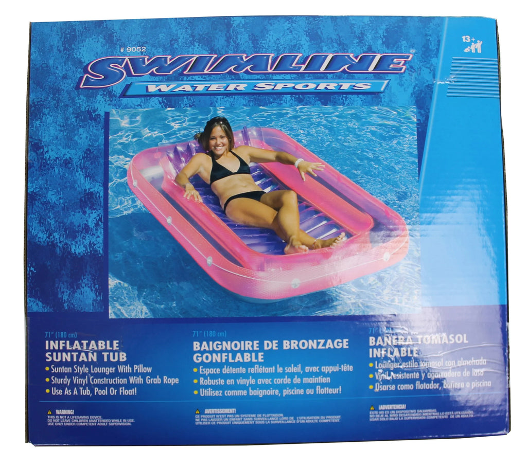 Pool Float Tub (Open 9052 Pack) Swimline Box) Suntan (6 Inflatable Lounge 71"