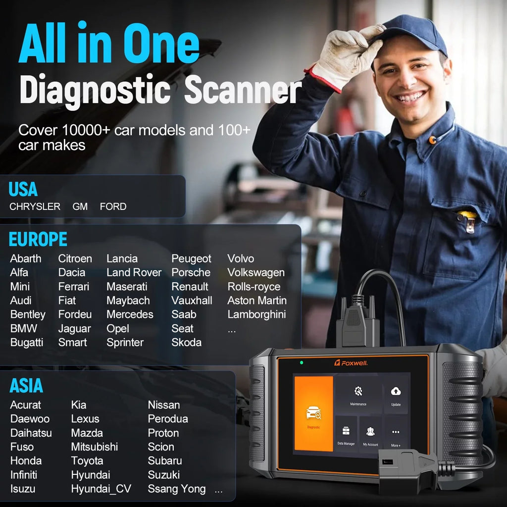 Diagnostic NT726 Foxwell Oil Gearbox Reset Bleeding System Injector ABS Coding OBD2 Tool Equipment Reader SAS OBDII Scanner Automotive TPMS Scan All Car Car Analyzer TPS Automotive Code EPB BMS DPF