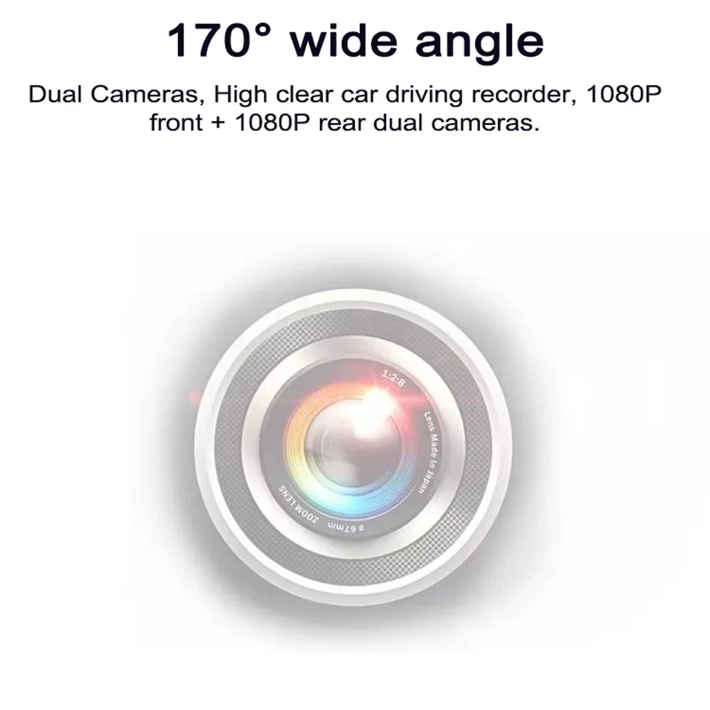 Aibecy Touchscreen Night-Vision Clear 170° Wide Driving Parking 1080P Support Re Loop Detection Monitor Rear with Inch & Motion 9.66 Dash Recorder Dual Locking Collision DVR Angle Recording Front