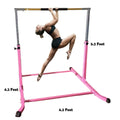 Kip Pro-Gymnastics Gym | to Horizontal Height Bar Hand Pink Training | Duty Curved Up Heavy Junior Fitness | | | Cushioned Legs, Kids Bar Adjustable for Expandable 5FT Bar