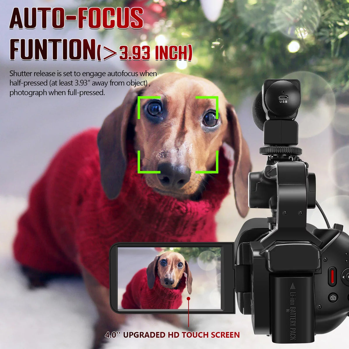 with Digital Focus Auto 4K Handhold MARVUE Control Charger, Stabilizer, Remote Microphone, Touch 60FPS,HD 64MP 18X Camera Camcorder Card, 64G Vlogging Zoom SD Video Camera Screen 4.0"