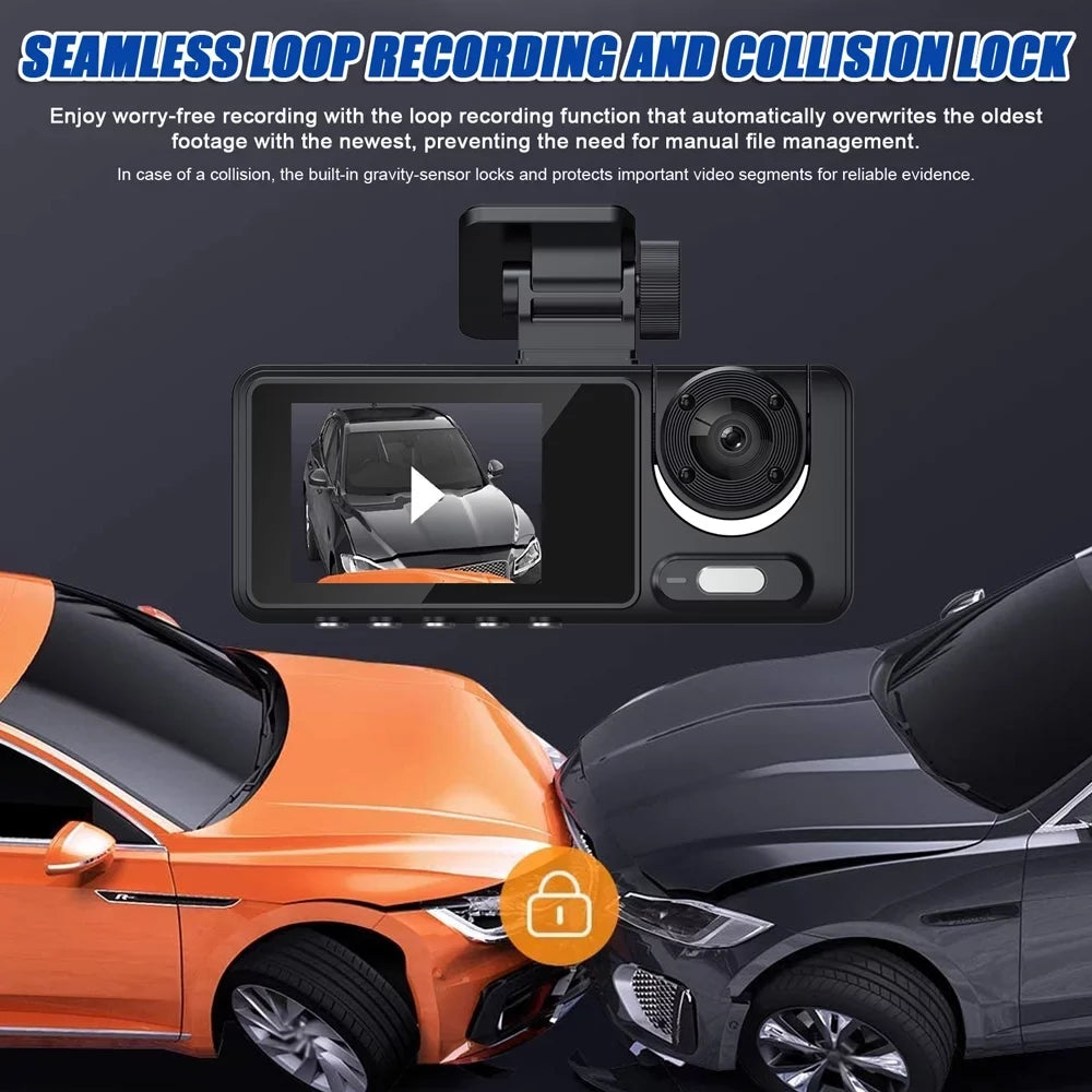 Camcorder Clear Driving Dash Recorder Recorder Camera Andoer Angle Car Multi-Language Mirror Rearview Wide Recording Safety Car Cam 3 Video Car Auto Cameras
