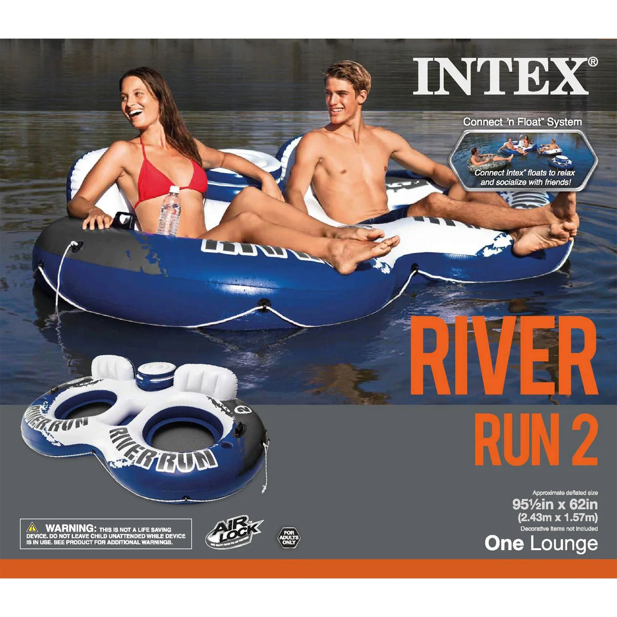 II Person Inflatable w/ Intex 2 Run Pool Tube River Float Pack) Cooler (18