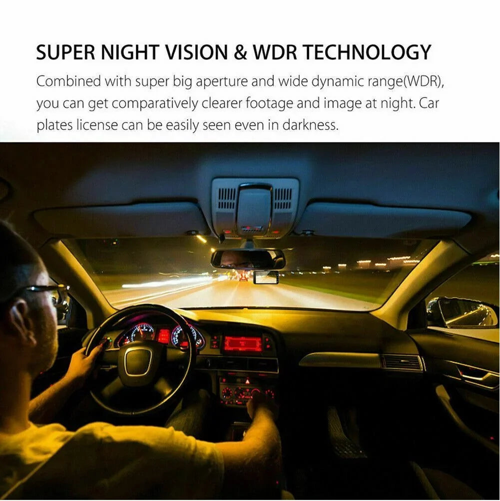 Lens Camera Car Dual Screen 4" and Cam Front Dash Recorder Touch DVR 1080P Rear
