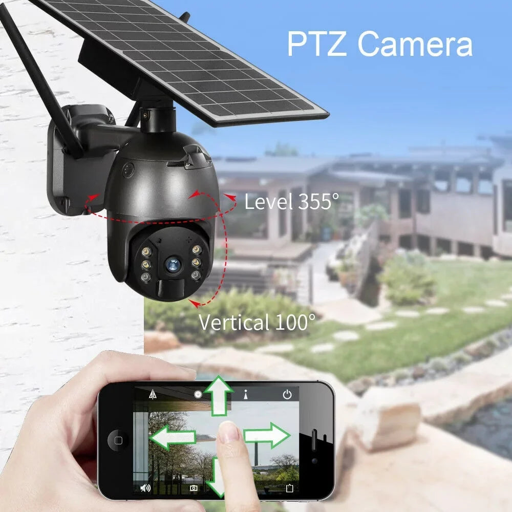 Camera, CCTV Wireless Detection, Motion AI Solar 2-Way Camera PTZ WIFI Human DFITO 1080P PIR Camera HD Detection Security Waterproof, Security Audio, IP66 Surveillance Outdoor