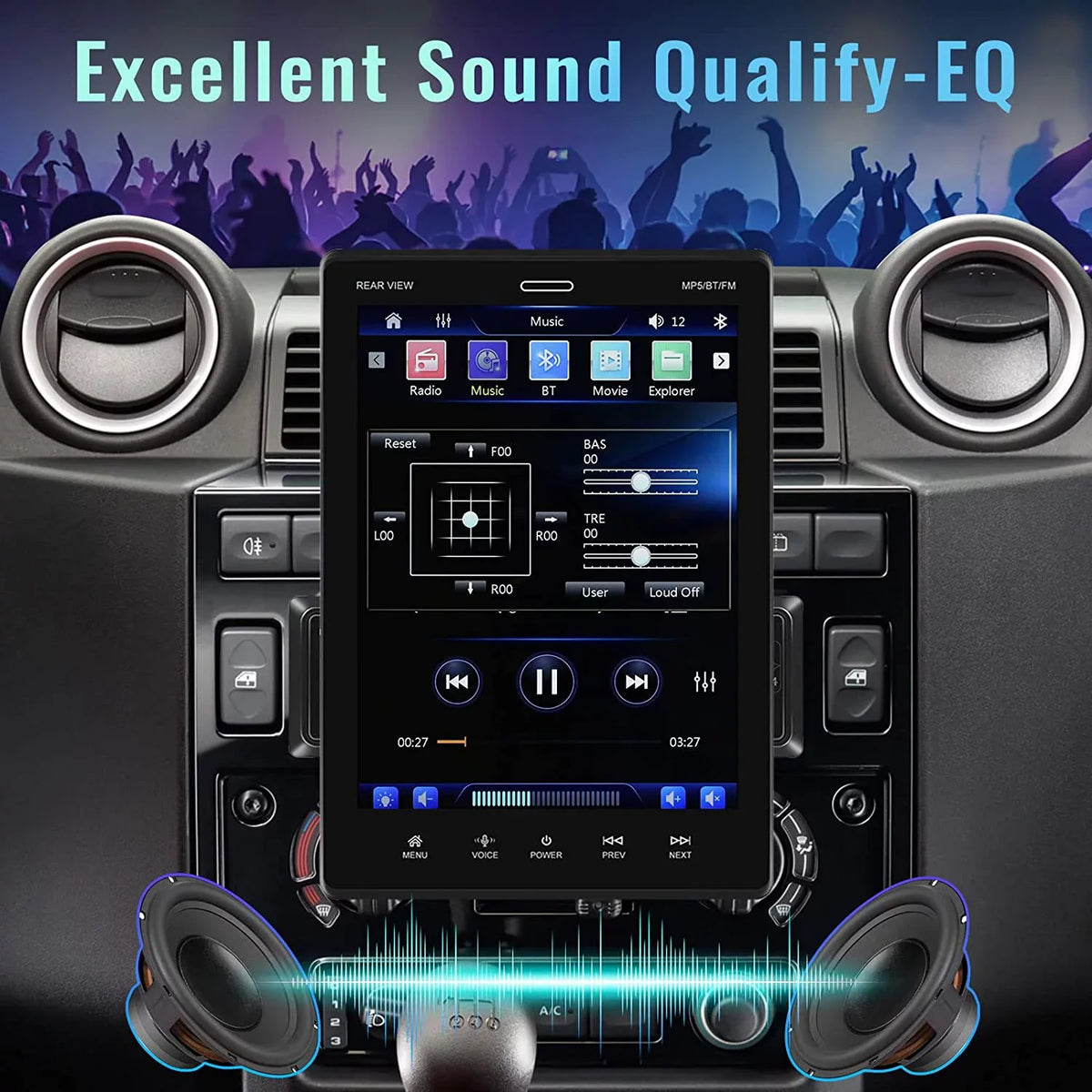 12 HD Auto MP5 Din Radio Screen Car Mirror Podofo Single Car Stereo Bluetooth Android Rear FM,with with Link Touch Apple Player LED USB Car 9.5'' Carplay Camera