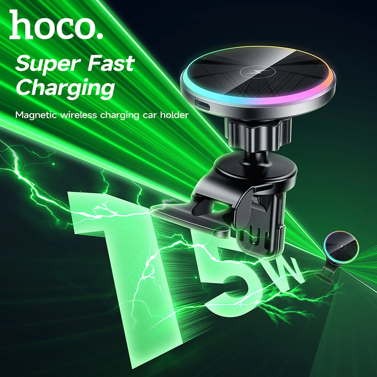 Fast Holder Charging QI Air Car Wireless Mount Charger Phone HOCO iPhone,Samsung,Huawei,etc Magnetic Vent for Car 15W Compatible