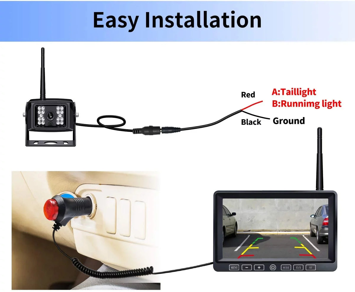 Wheel,BW702 HD Wireless Backup Touch Split Trailer ZEROXCLUB Camera System Monitor, 1080P DVR IP69 Waterproof with Rear Side View 5th for 7-inch 2 Camera Truck View Dual/Quad Wireless RV