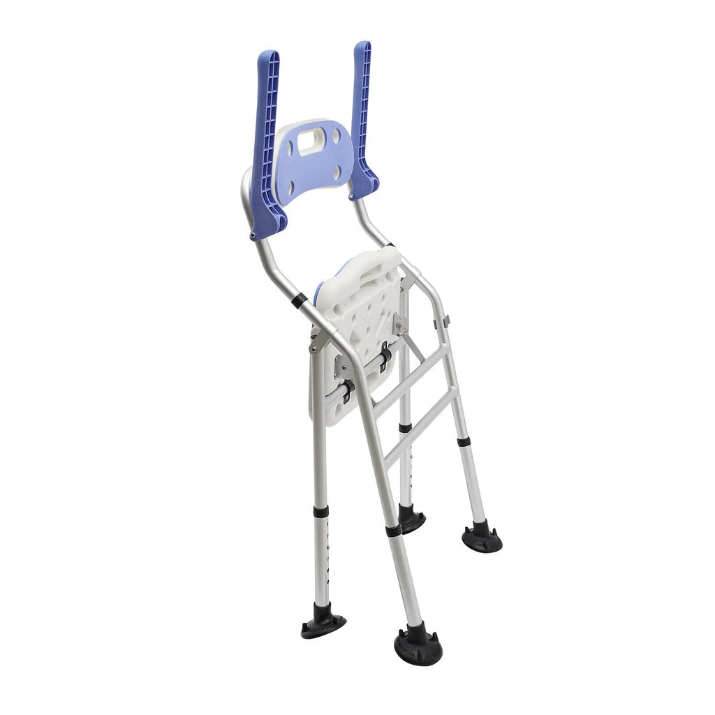 Chair 330lbs Shower New Back with & Adjustable Bench Height Arms Folding Seats Bath