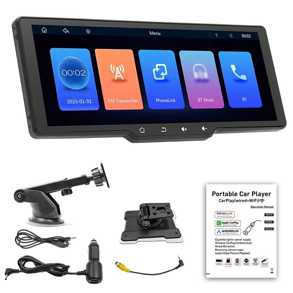 Auto CarPlay, Car Portable APP 10.26in Player， Recorder, Apexeon Camcorder, Camera, Car Wireless Video Car Control Mobilephone Rearview Multi-language