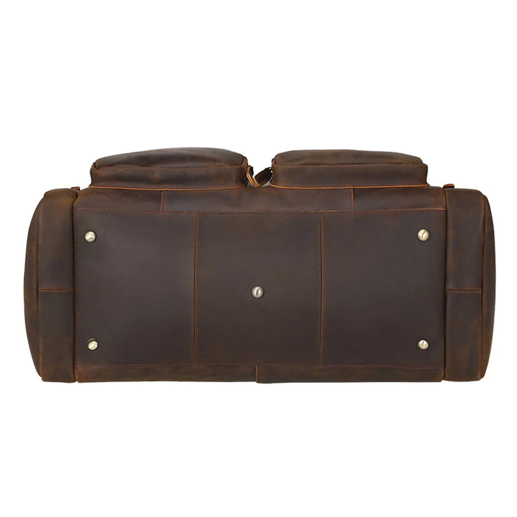 Full Bag, Bag, Leather Shoulder Duffle Travel Grain Bag