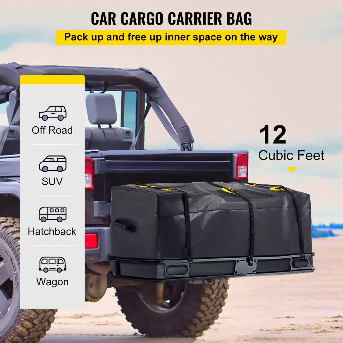 Carrier (12 PVC, Hitch BENTISM 48"x20"x22" Basket Duty SUV Car Hitch Cargo Straps, Cubic Reinforced Vans Truck Bag Feet), with Fits Carrier 840D Hitch for Heavy Bag, Cargo Waterproof