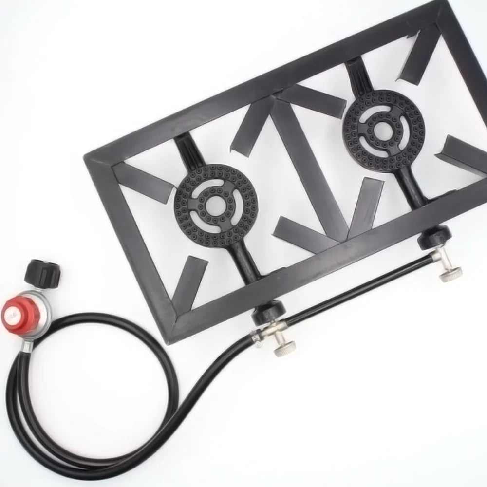 Patio Stove Standard) Camping ( Propane BBQ for Double Iron Gas Cast Cooking Nebublu