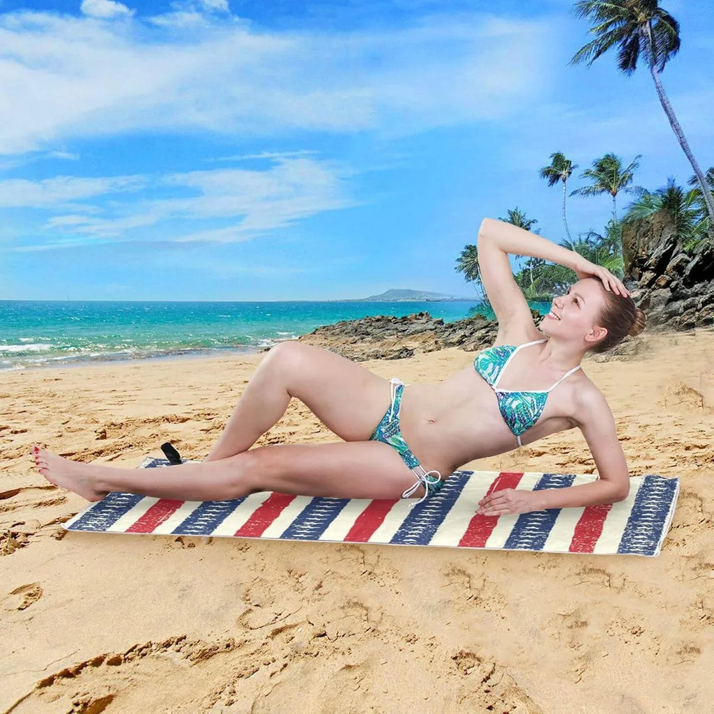 '- Compact Beach for Lightweight Holiday（90） - Swimming Dry Towels Flag Oversized Towel Bestwell Travel Quick Towel Super American Stripes Absorbent Camping