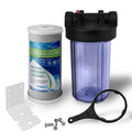 & Inches 5 Relief Transparent 1” Housing Filter Cartridge Port with Block Micron Presser Blue Inlet/Outlet 10 Button, Brass Activated Big Carbon