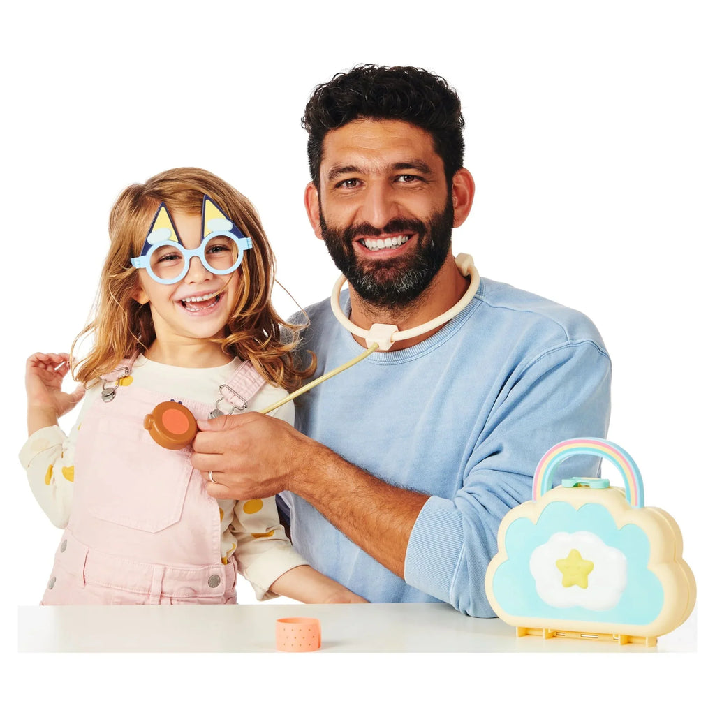 Check Cloud Stethoscope, Preschool, , Bag Play Up for Kids, Set, Bandage, Toy Doctor toy Stickers, with 7 Ages 3+ Doctor's Toys and Set, Doctor's Playset Syringe, Bluey Pieces, more