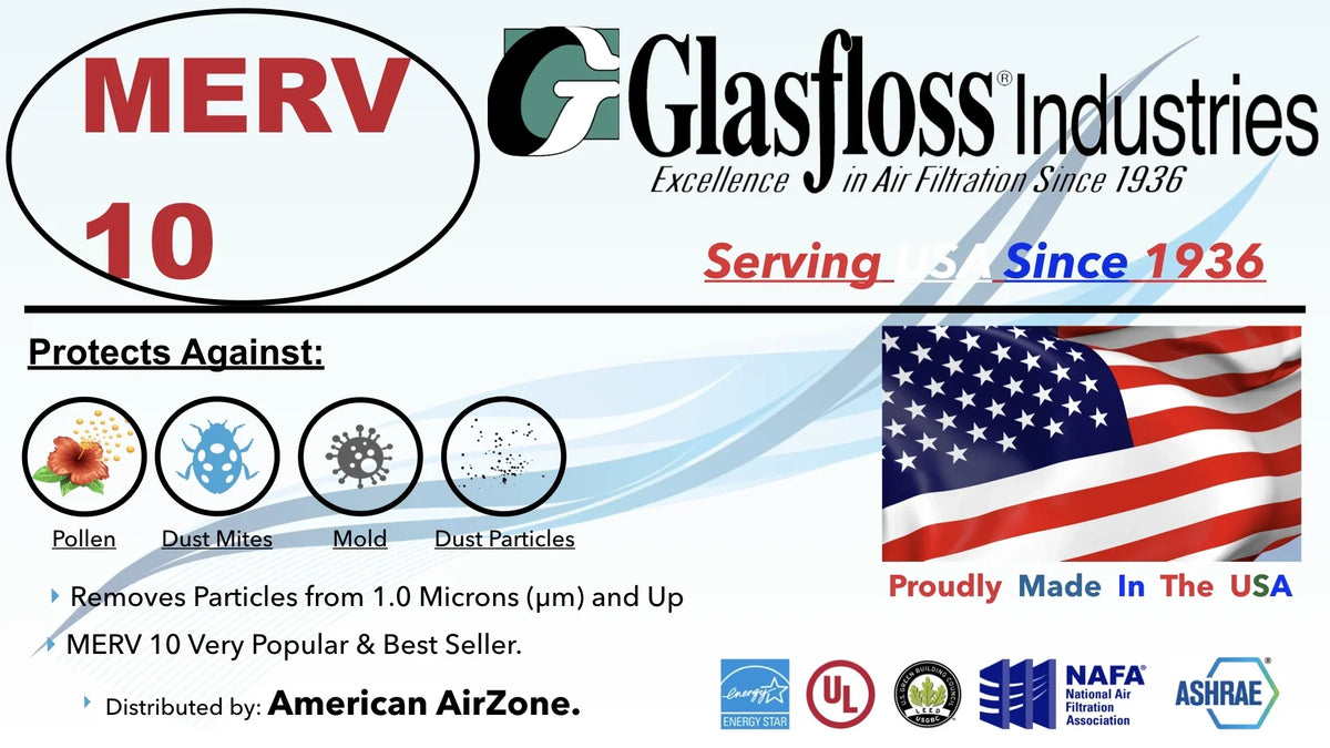 or Air Home - The MERV Air Air USA. Office 24x25x2 Filter Furnace In HVAC - (Pack Glasfloss Filter - - of Made - Filter - 4) 10 Pleated 2" AC or