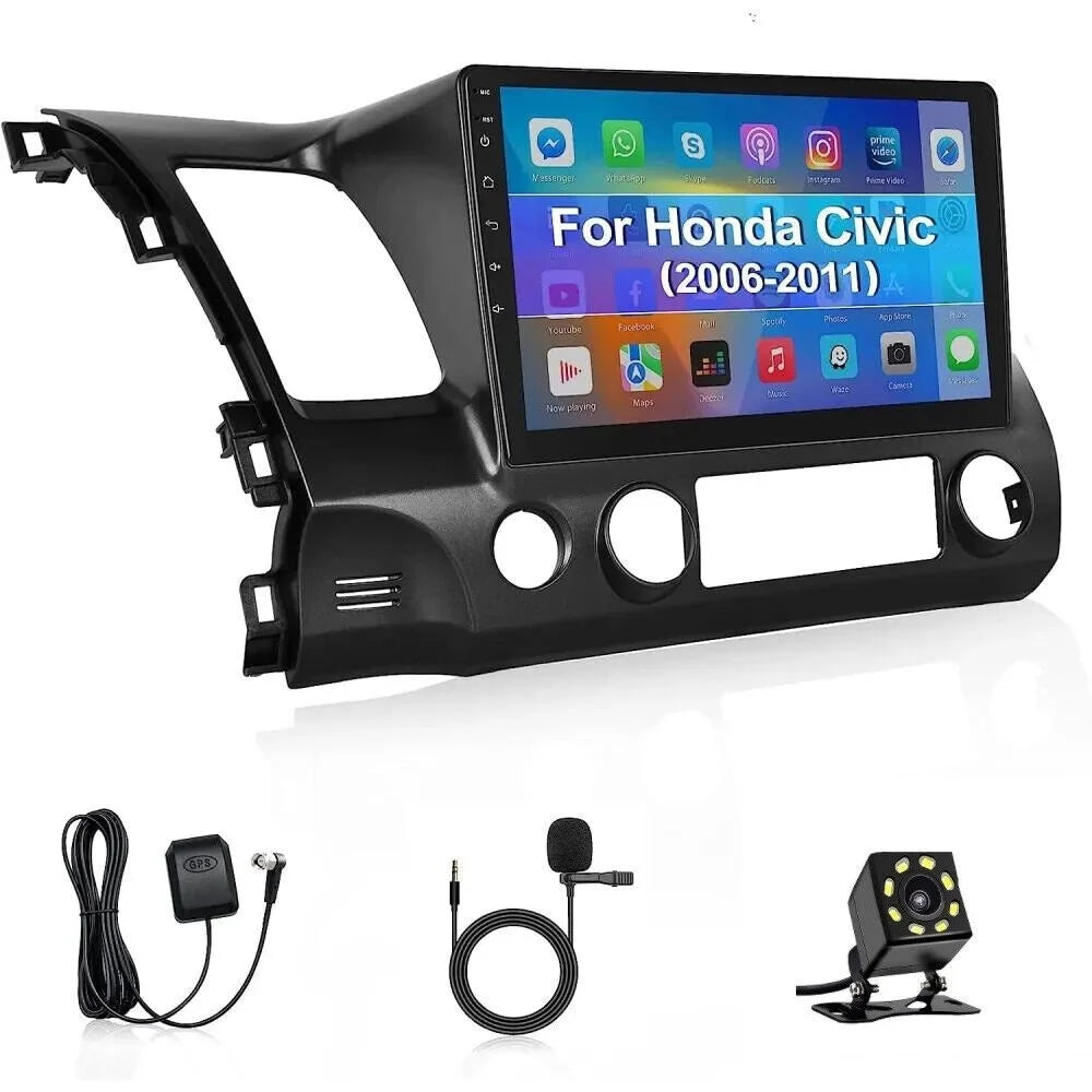 & Navi Camera Auto 2+32GB FM Carplay Support Radio IPS 2006-2011 for GPS 10.1 Stereo Backup Car 1280*720 Civic Touchscreen 12 Android Honda inches Car Android BT