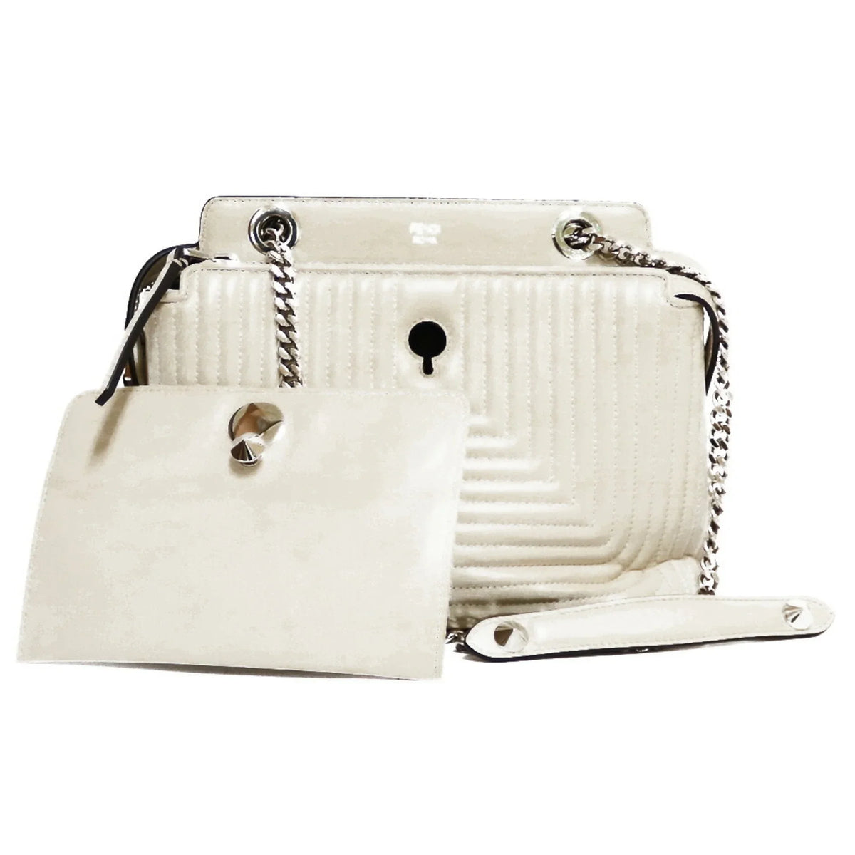 White Shoulder Bag Dot Pre-Owned (Fair) FENDI Ladies Ivory Com