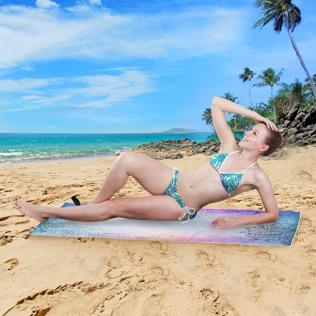 Beach Towel Super Travel Mandala's Swimming Lightweight - for Purple Towel Holiday（156） Compact Towels Absorbent Oversized Quick Bestwell Dry Camping -