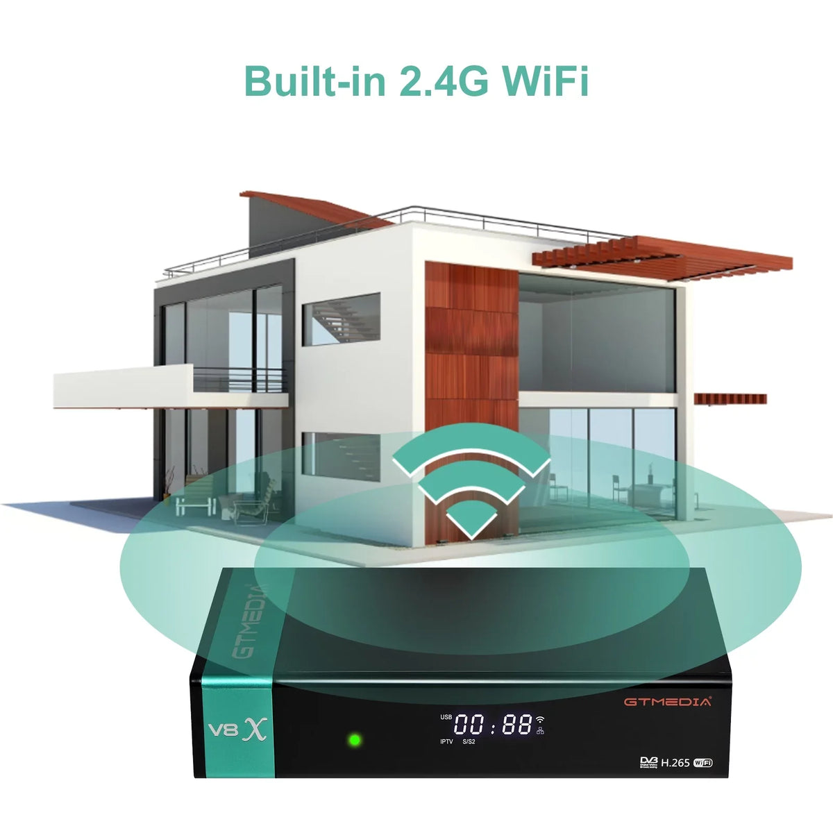 WiFi, CA Signal GTMEDIA Card Built-in Slot Receiver, LA 2.4G V8X DVB-S/S2X