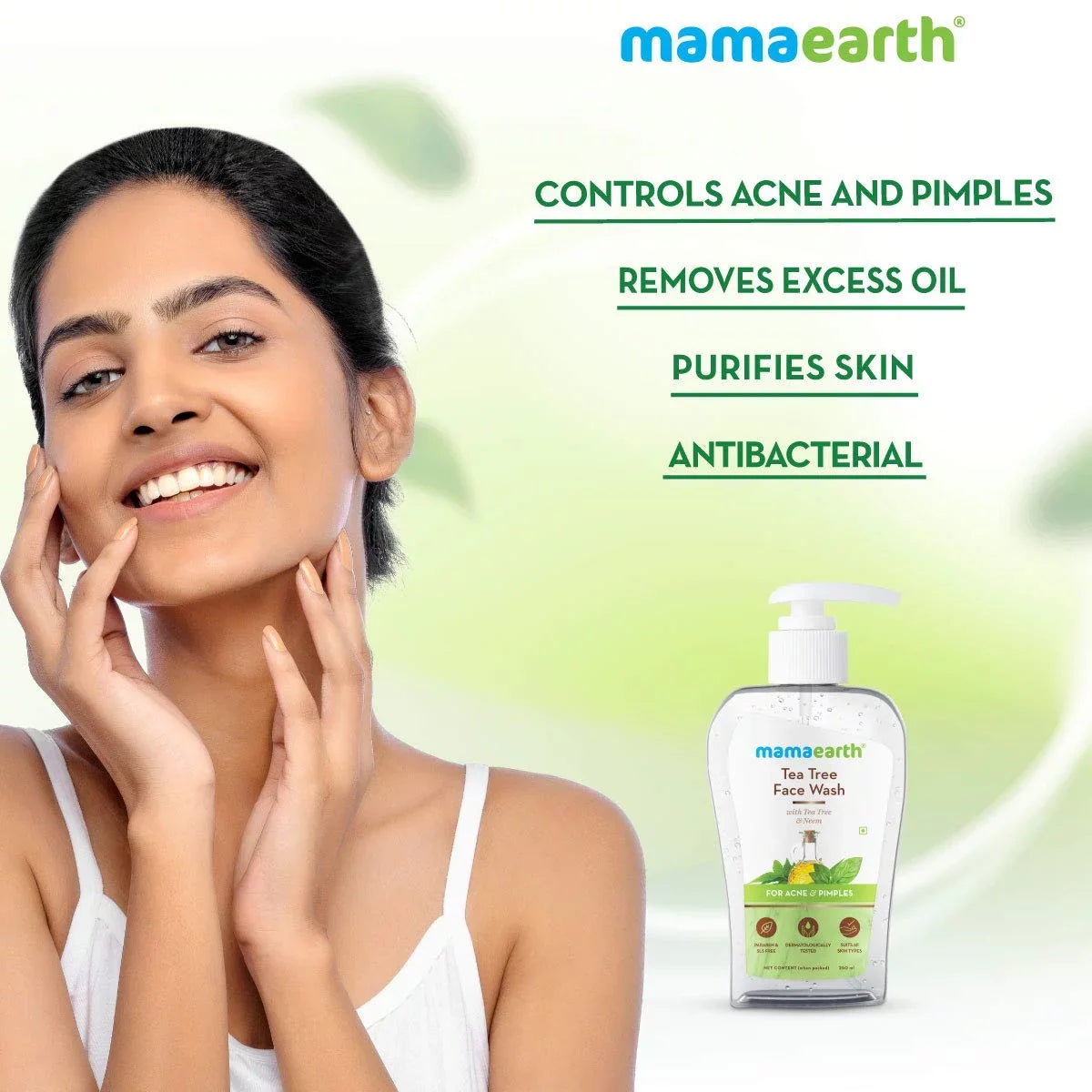 Face for 250ml with for Acne Wash Tree Cleansing Neem Tea Mamaearth & Pimples