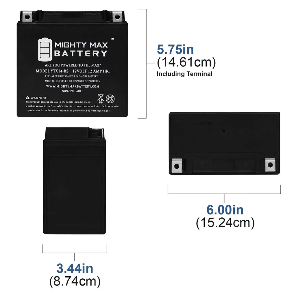 YTX14-BS Battery 07, for GS, GT, ADV BMW Replacement R, F800ST, 17-18
