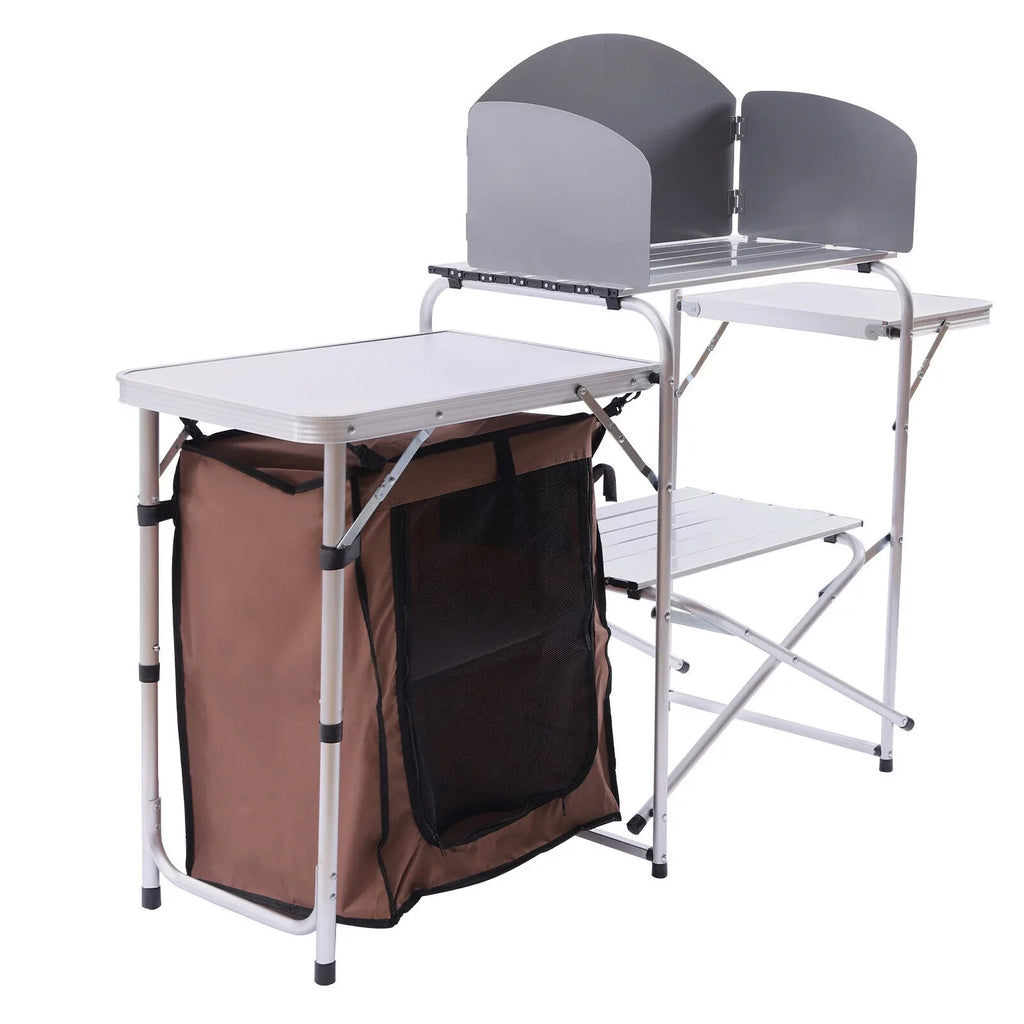Rack+Brown Table Portable Barbecue Folding Fabric Camping Station Cover