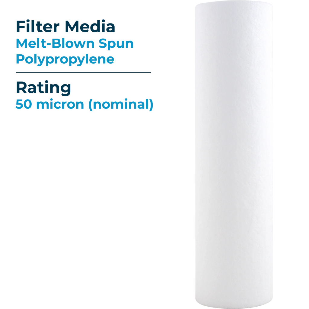 Melt-Blown Water SP-P50 Micron Polypropylene SDC-25-1050 Cartridge of Spun (Case Filter 24) Sediment 10x2.5 SpiroPure 50