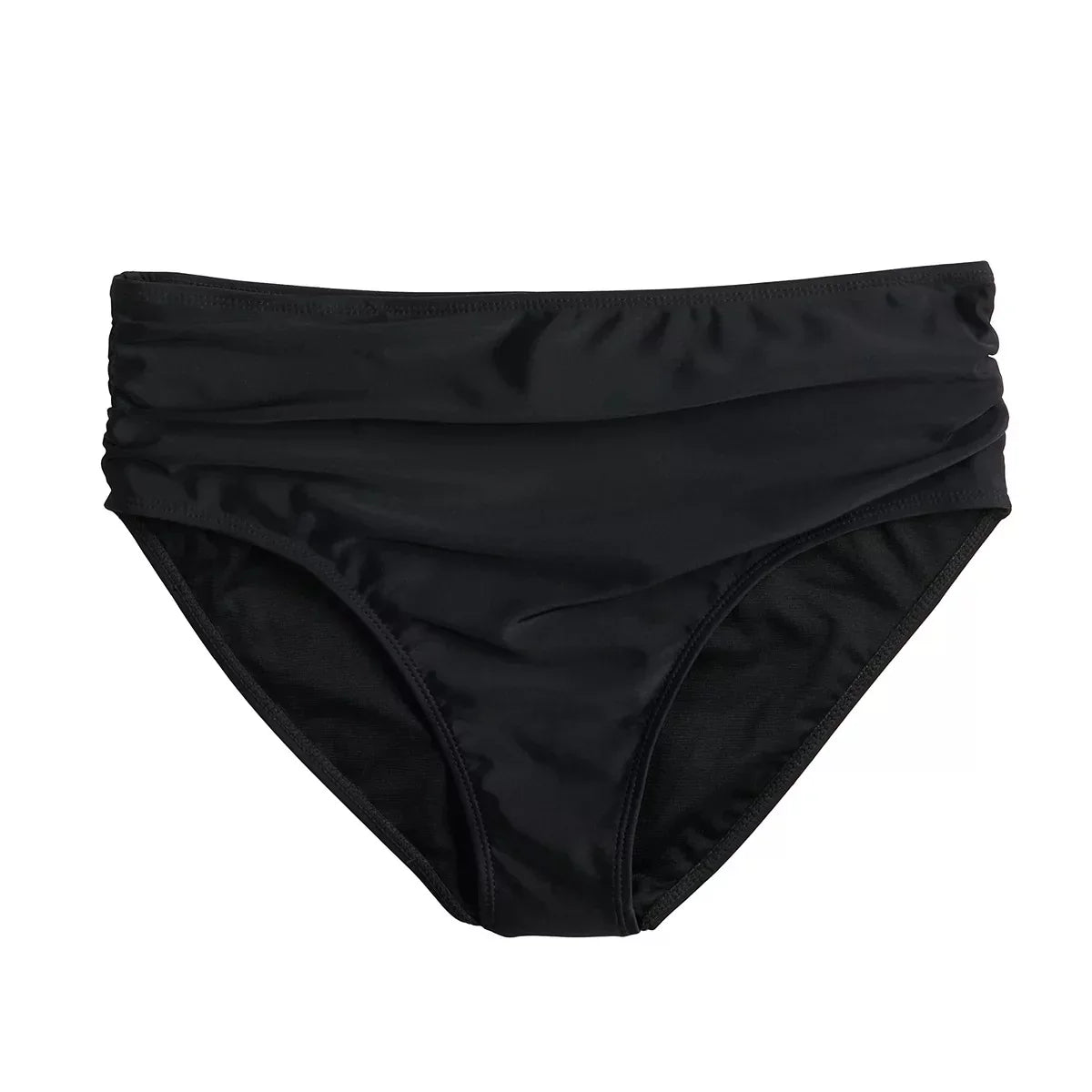 Front Twist Top + Nicole BLACK Bikini Waist Bottom Hi Miller Shirred S 2Pc