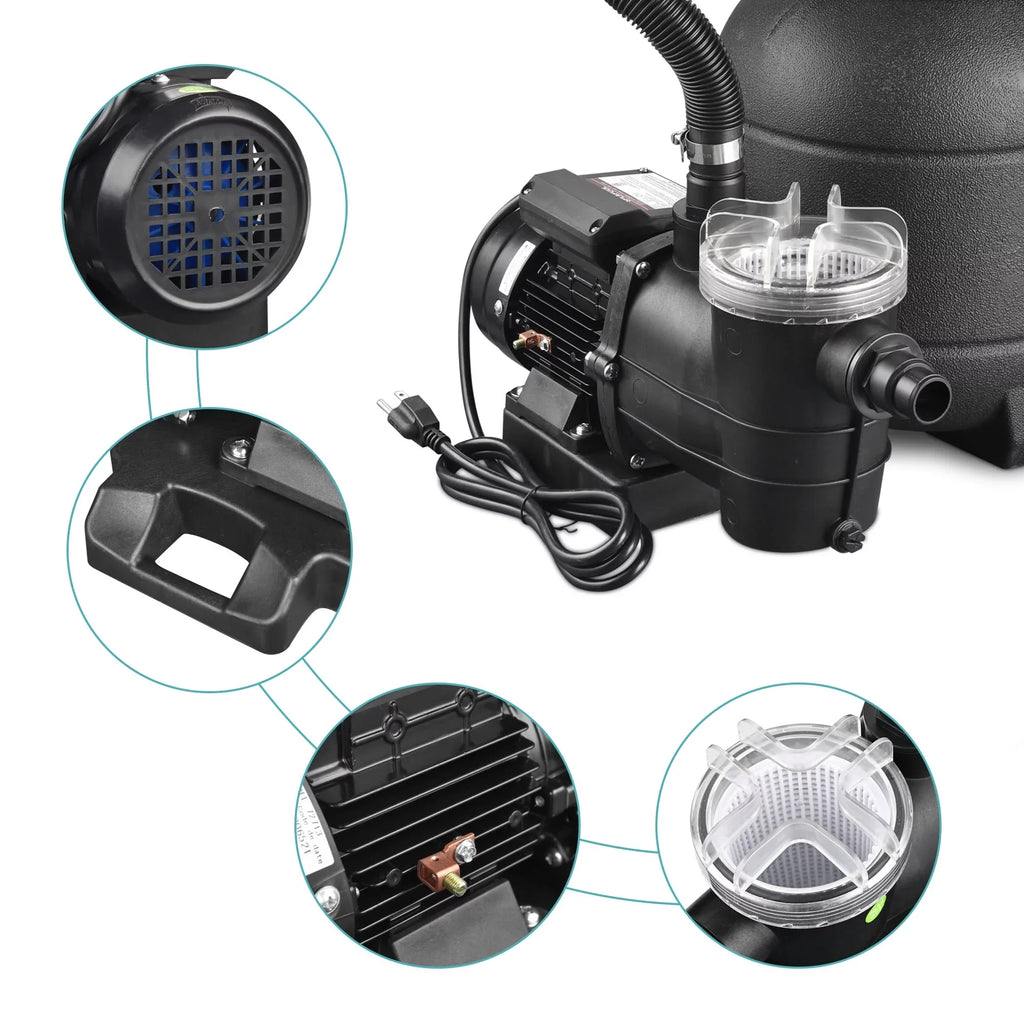 Pump w/ Above Filter 4-Way Ground Strainer 2640GPH 3/4HP Yescom 12" Sand Pool for Valve