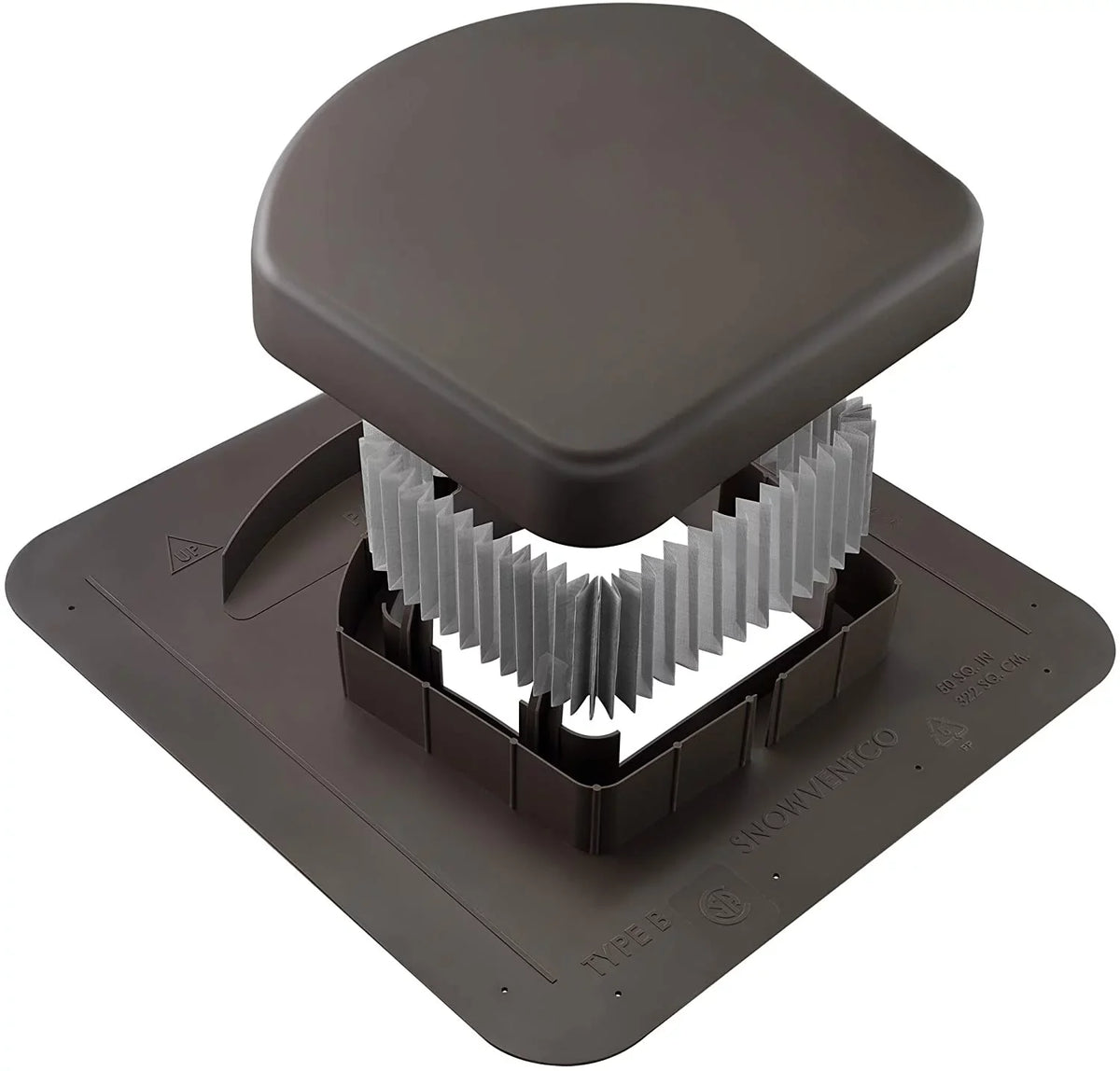 SNOWVENTCO Vent, (Brown) Roof 50 in. Lower Intake sq.