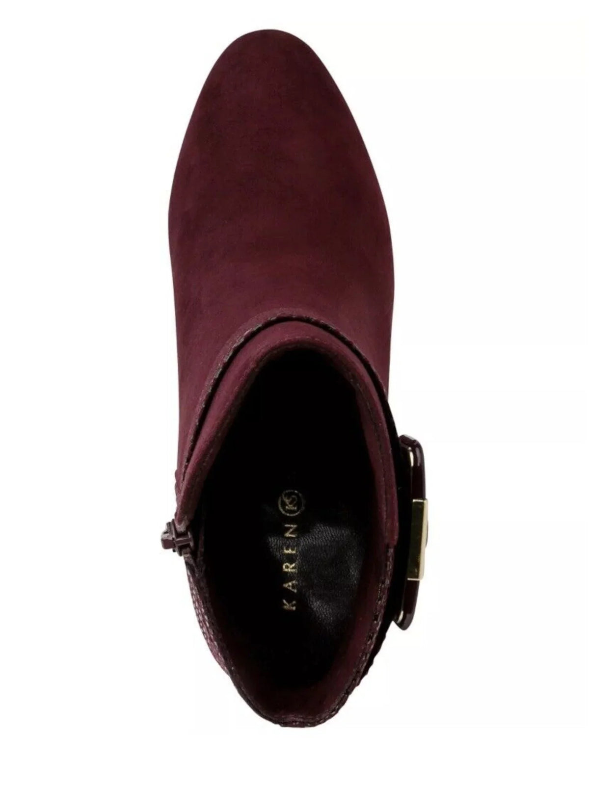 KAREN Padded SCOTT Almond Womens Ivyy Media 7 Accent Toe Zip-Up Block Buckle Booties Heel Burgundy Mixed W
