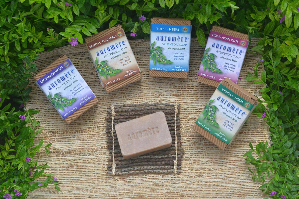 Soap, 5 Pack. Handmade, Eco - Vegan, Bar Oz), Natural, Cruelty Friendly, Ayurvedic Lavender Gmo Auromere Free, (2.75 Neem Non