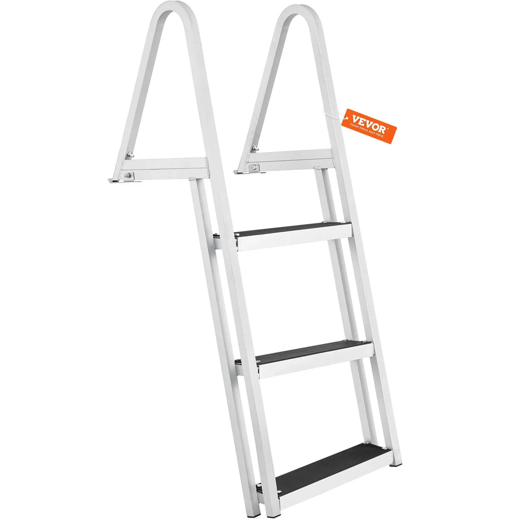 for & 4'' Marine Installation Access - Alloy lbs Dock Wide Simple Nonslip Boats, Lakes, VEVOR Removable Ladder 3-Step Steps, Aluminum 350 Pools with Capacity,