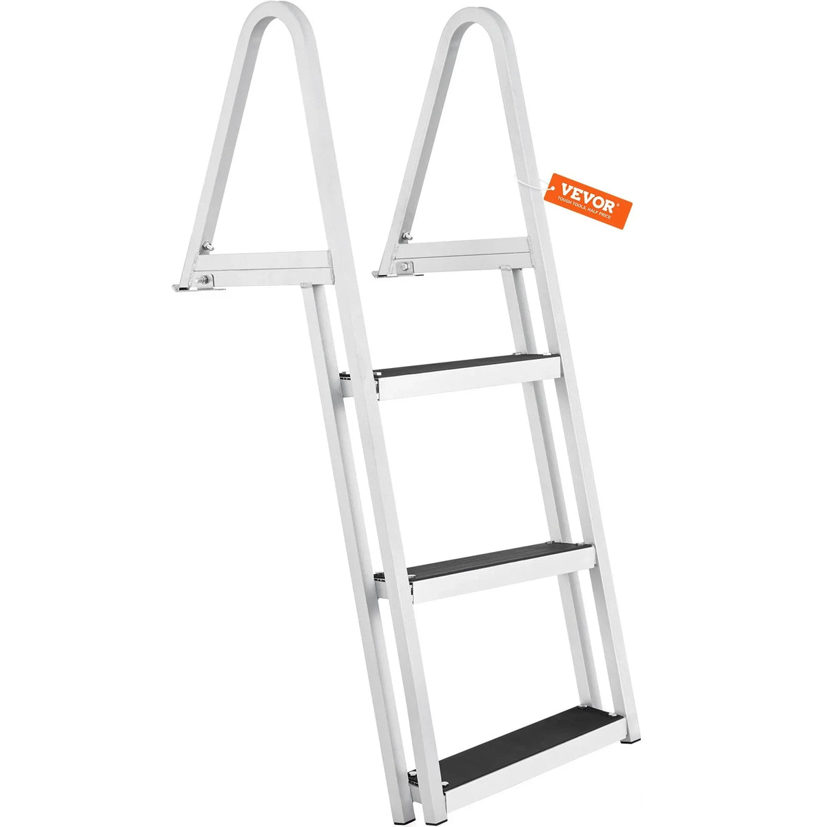 for & 4'' Marine Installation Access - Alloy lbs Dock Wide Simple Nonslip Boats, Lakes, VEVOR Removable Ladder 3-Step Steps, Aluminum 350 Pools with Capacity,