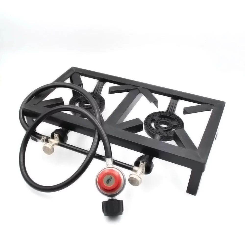 Patio Stove Standard) Camping ( Propane BBQ for Double Iron Gas Cast Cooking Nebublu